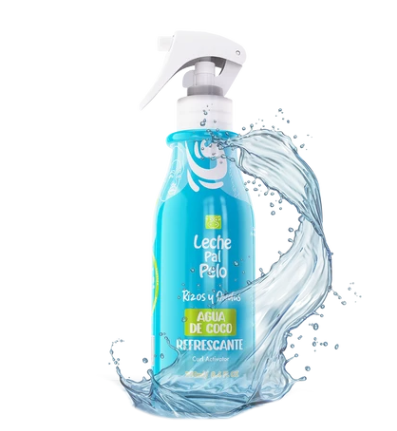 Refrescante Agua de Coco Rizos y Ondas 250ml Leche Pal Pelo
