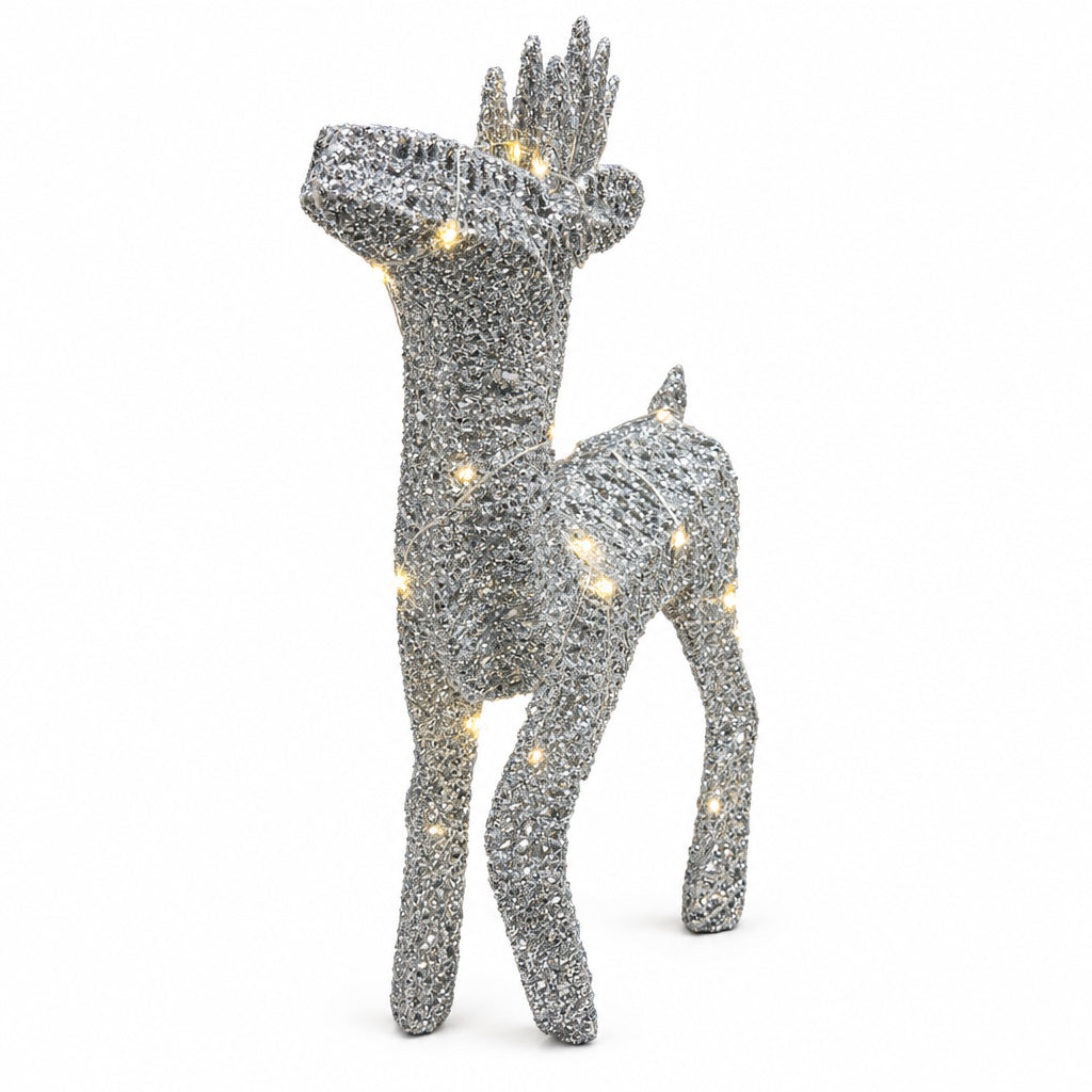 REF YL013 RENO PLATEADO NAVIDEÑO ESCARCHADO CON LUZ - 2D