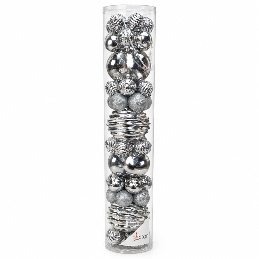 JUEGO DE 44 BOLAS PLATA BRILLANTE FEXTON