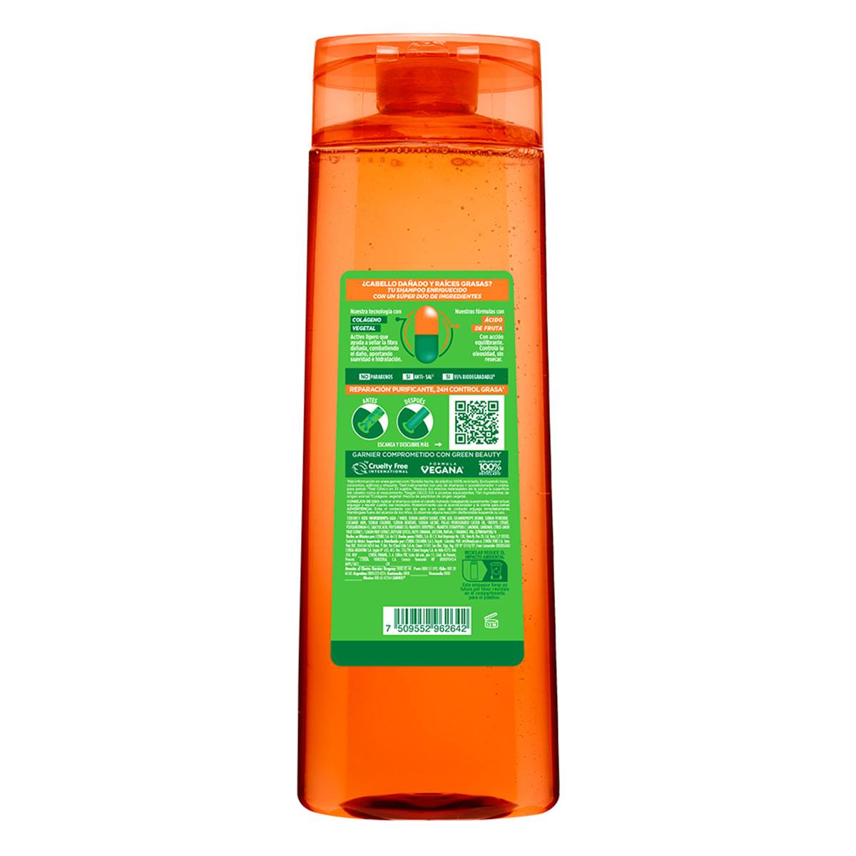 Shampoo Purificante Borrador de Daño 350ml Garnier Fructis