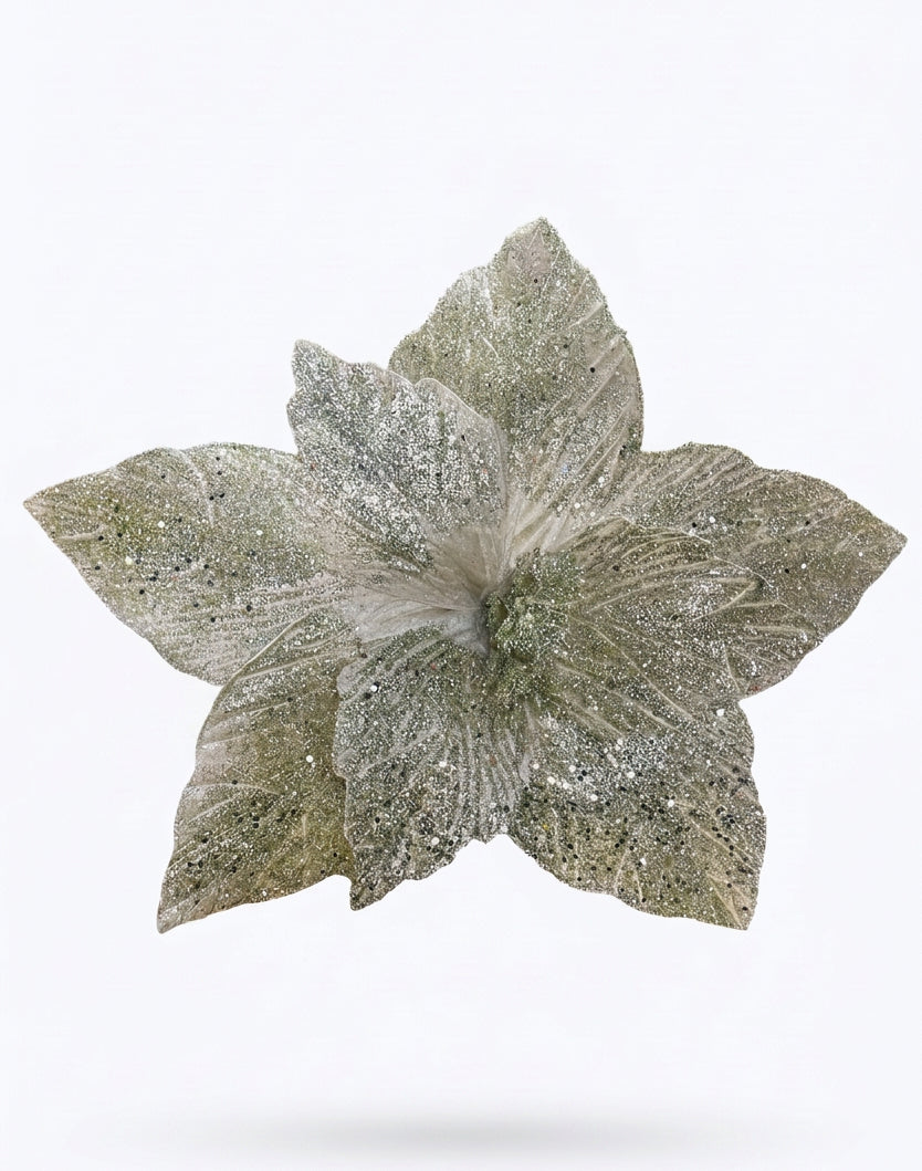 Flor Artificial Navideña Champaña 47 cm 8 Pétalos