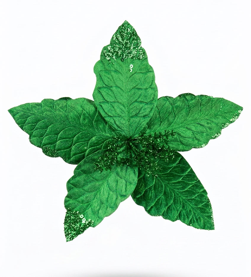 Flor Artificial Navideña Verde Oscuro 42 cm 5 Pétalos