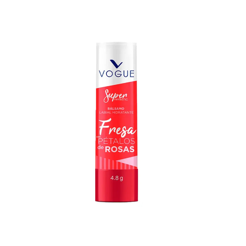 Bálsamo Labial Hidratante Vogue Fresa con Pétalos de Rosas 4.8g