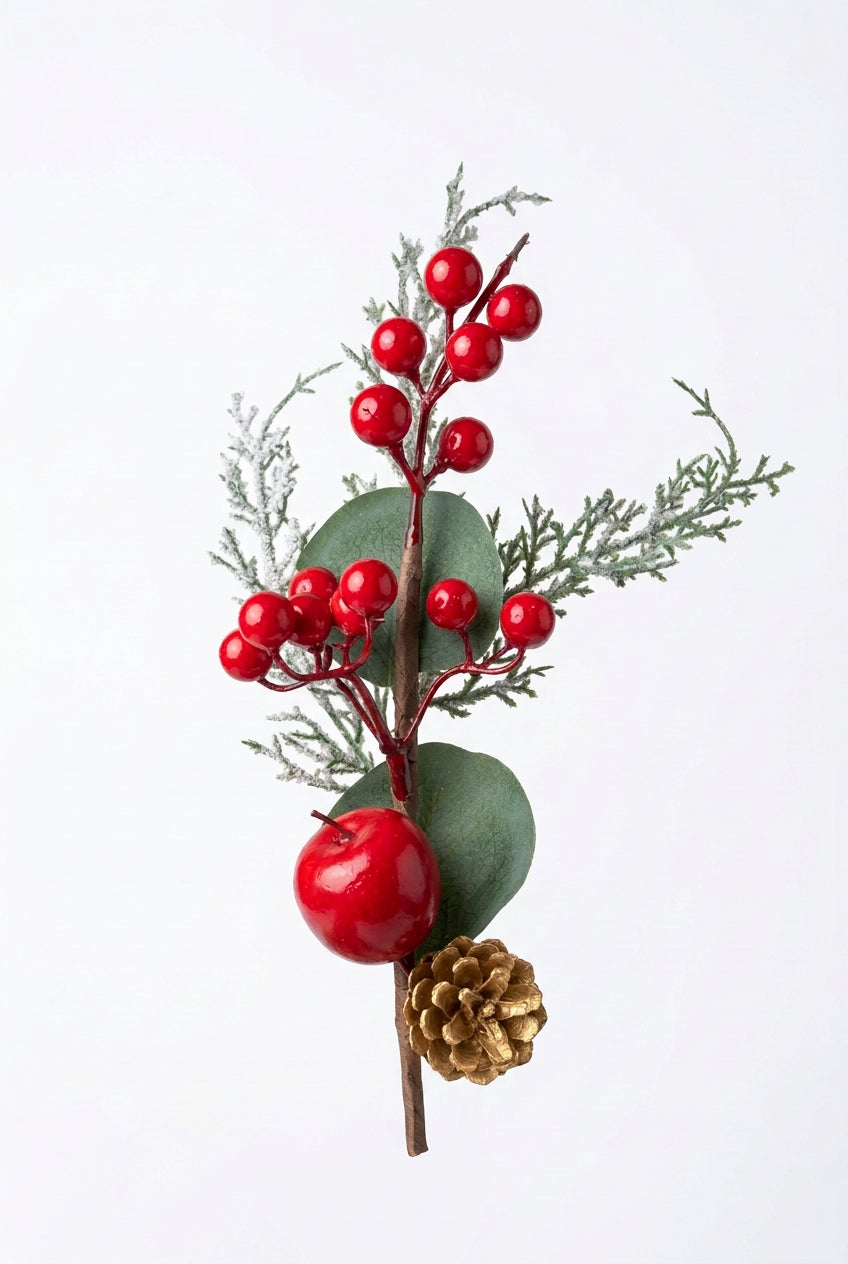 Rama de Berries Navideña Roja 27 cm