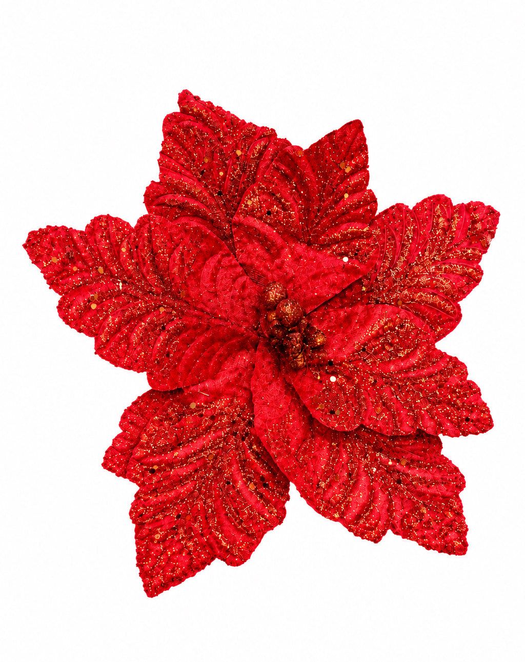 Flor Artificial Navideña Roja 34 cm 8 Pétalos