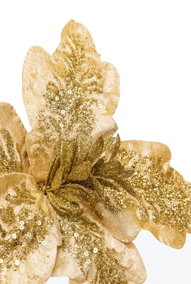 Flor Artificial Navideña Dorada 34 cm 5 Pétalos (Ref. FLA03456GG)