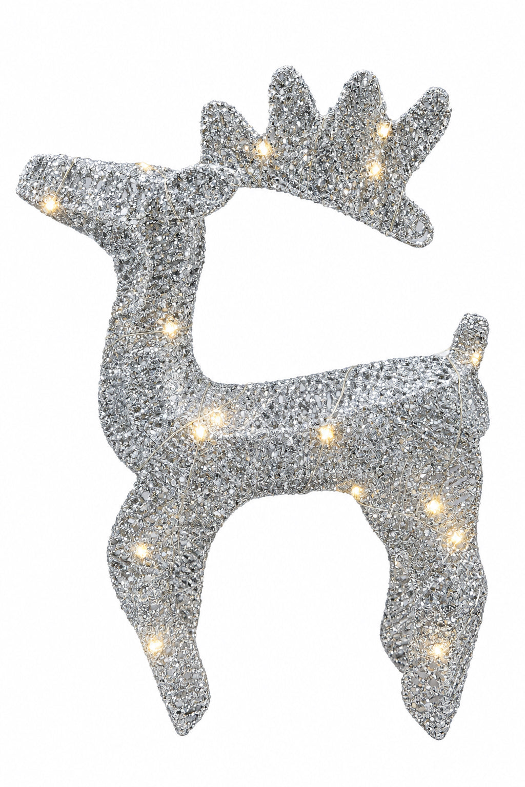 REF YL013 RENO PLATEADO NAVIDEÑO ESCARCHADO CON LUZ - 2D
