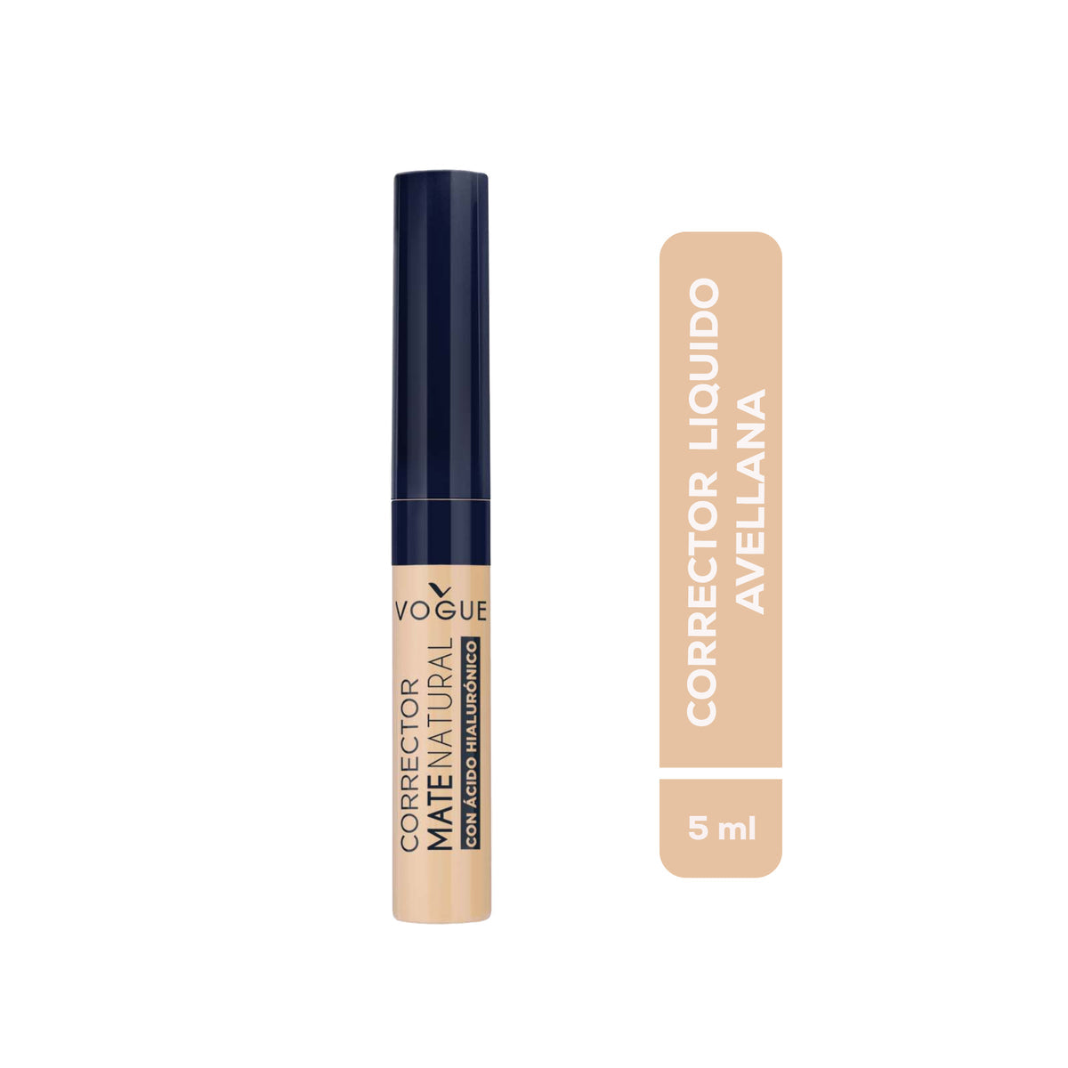 Corrector Líquido Vogue Mate Avellana 5ml empaque