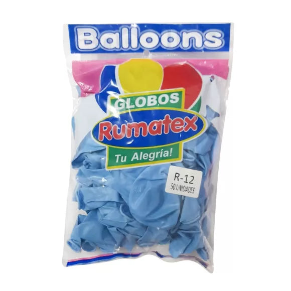 Globo Rumatex R-12 lisa azul, 12 unidades