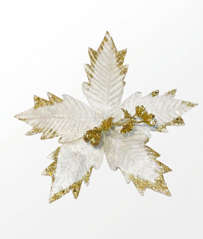 Flor Artificial Navideña Crema 22 cm 5 Pétalos