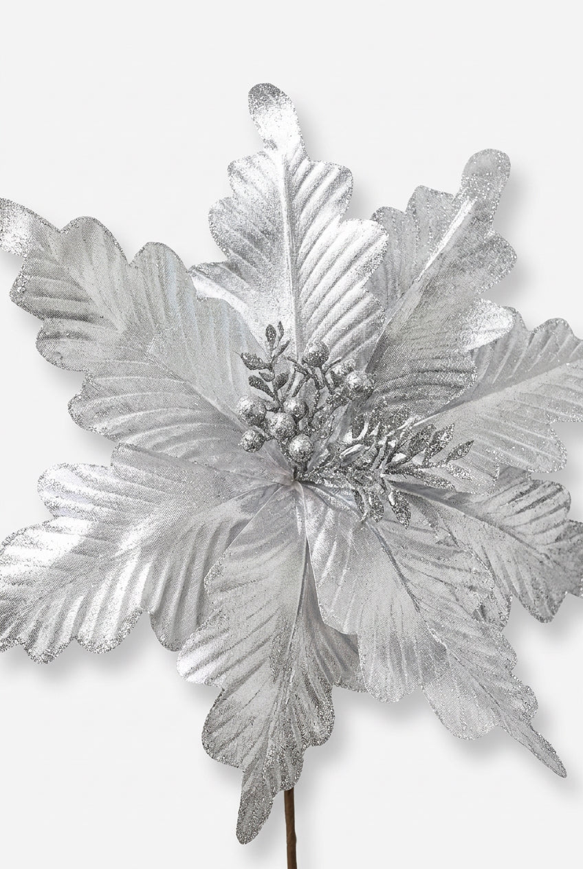 REF FLA03543MTS FLOR ARTIFICIAL DE 42 CM 8 PETALOS PLATA MET