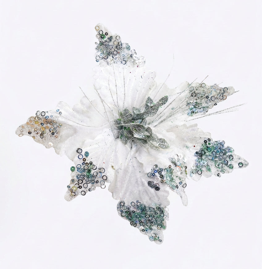Flor artificial navideña 32 cm 8 pétalos