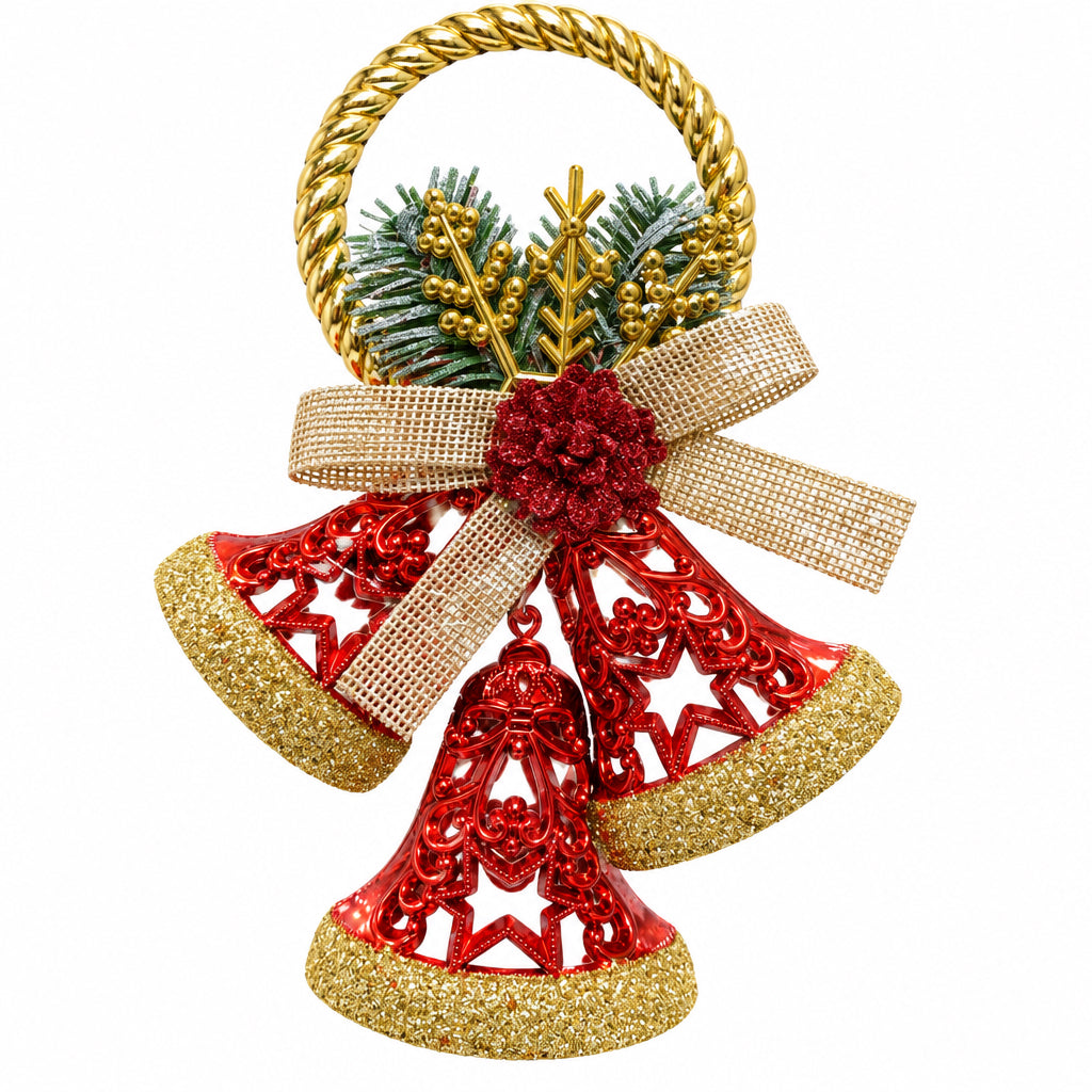 COLGANTE CAMPANAS NAVIDEÑAS ROJAS 22X15CM 2D