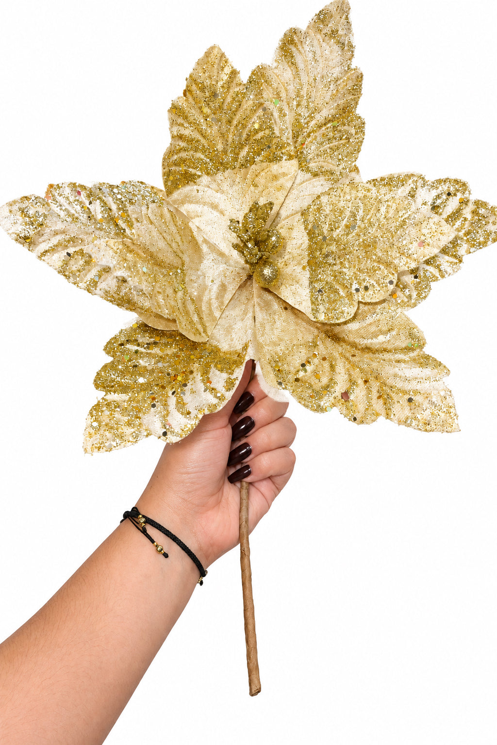 Flor Artificial Navideña Dorada 34 cm 8 Pétalos (Ref. FLM00365G)