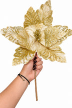 Flor Artificial Navideña Dorada 34 cm 8 Pétalos (Ref. FLM00365G)