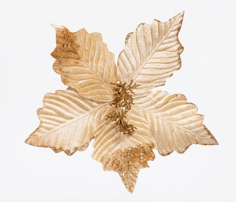 Flor Artificial Navideña Bronce Claro 32 cm 5 Pétalos