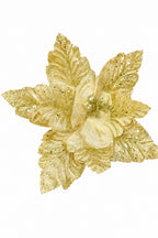 Flor Artificial Navideña Dorada 34 cm 8 Pétalos
