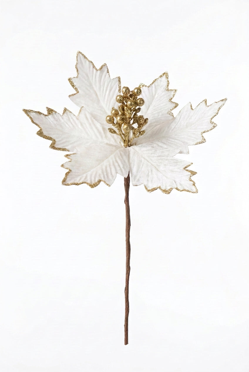 Flor Artificial Navideña Crema 22 cm 5 Pétalos (Ref. FLM00373CR)