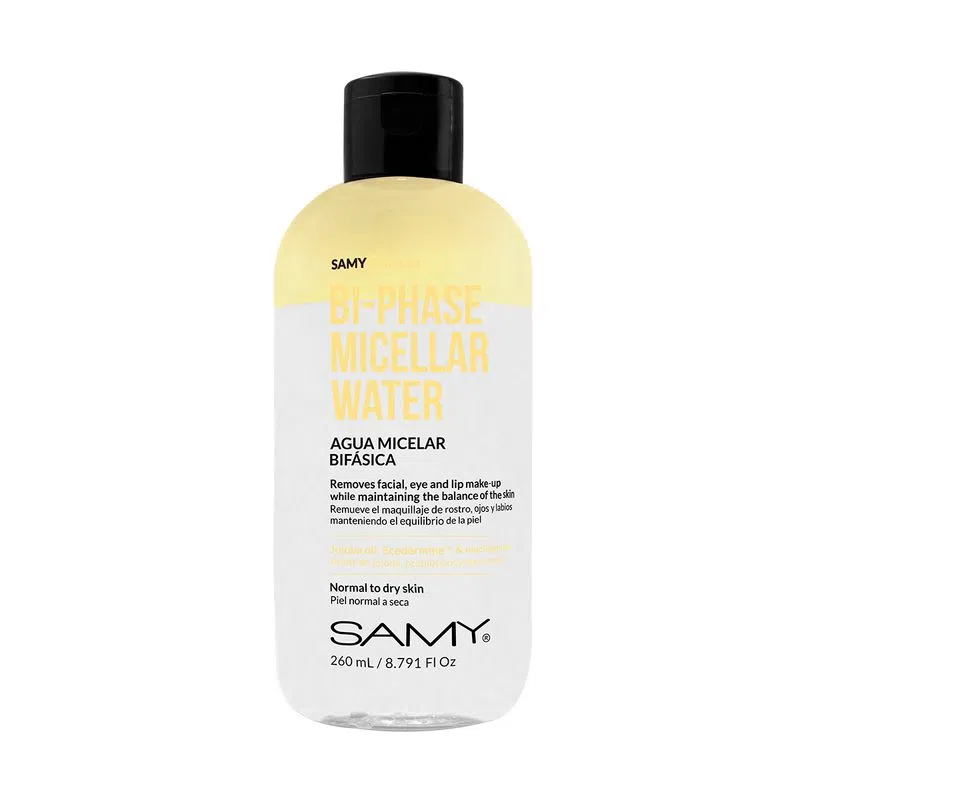 Agua Desmaquillante Bifásica Samy 260ml empaque
