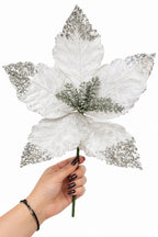 Flor Artificial Navideña Champaña 42 cm 5 Pétalos (Ref. FLR01261CH)