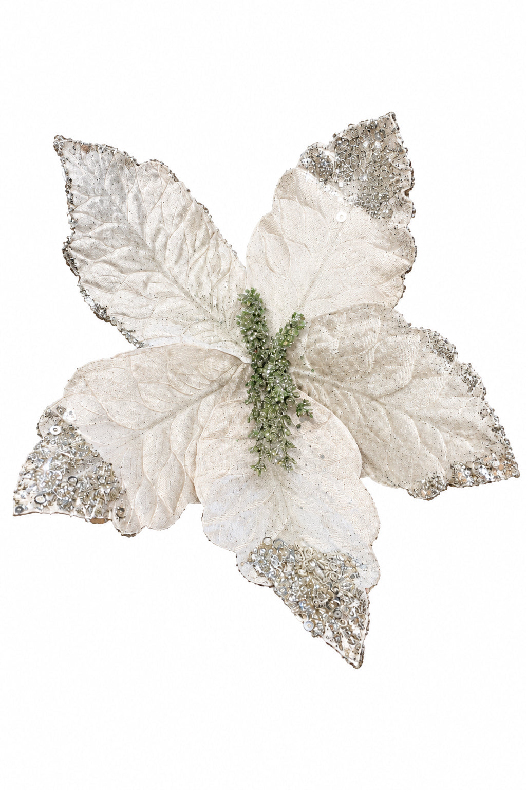 Flor Artificial Navideña Champaña 42 cm 5 Pétalos