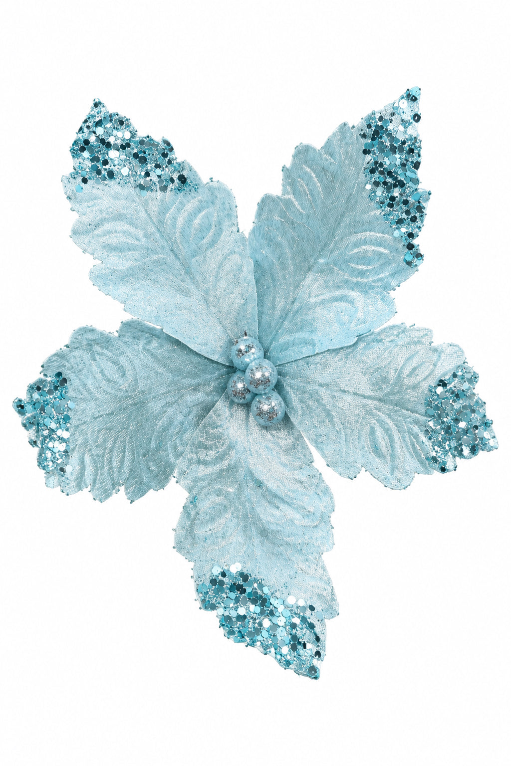Flor Artificial Navideña Azul Claro 32 cm 5 Pétalos