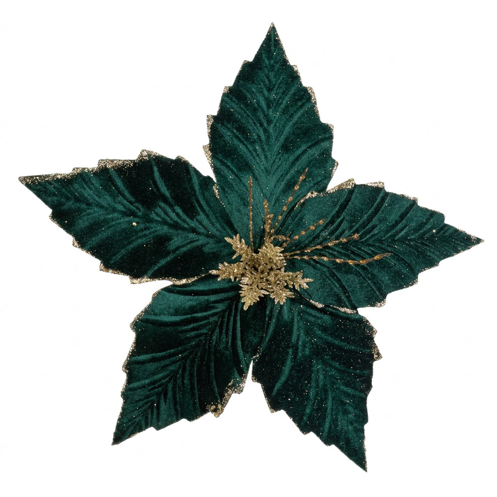 Flor Artificial Navideña Verde Oscuro 37 cm 5 Pétalos