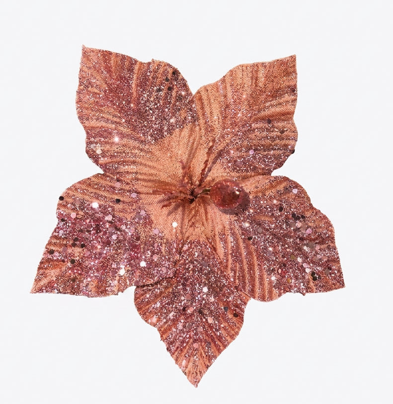 Flor Artificial Navideña Rosado Añejo 20 cm 5 Pétalos