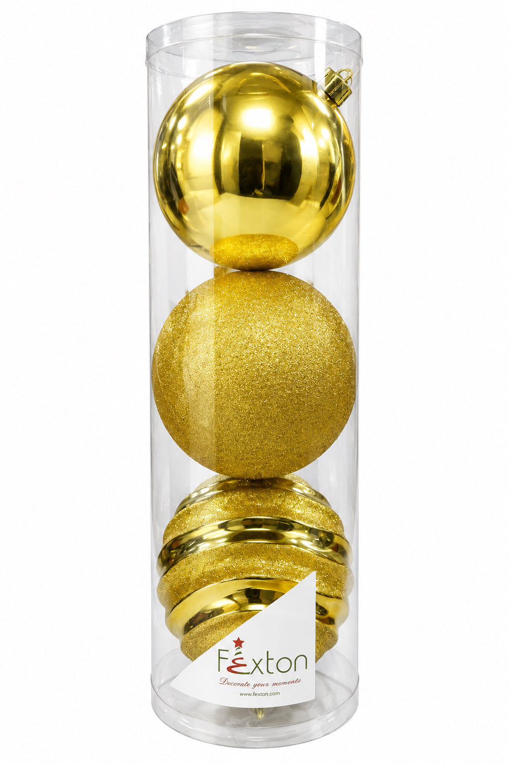 BOLA 15CM TUBO X3 DORADO NAVIDAD