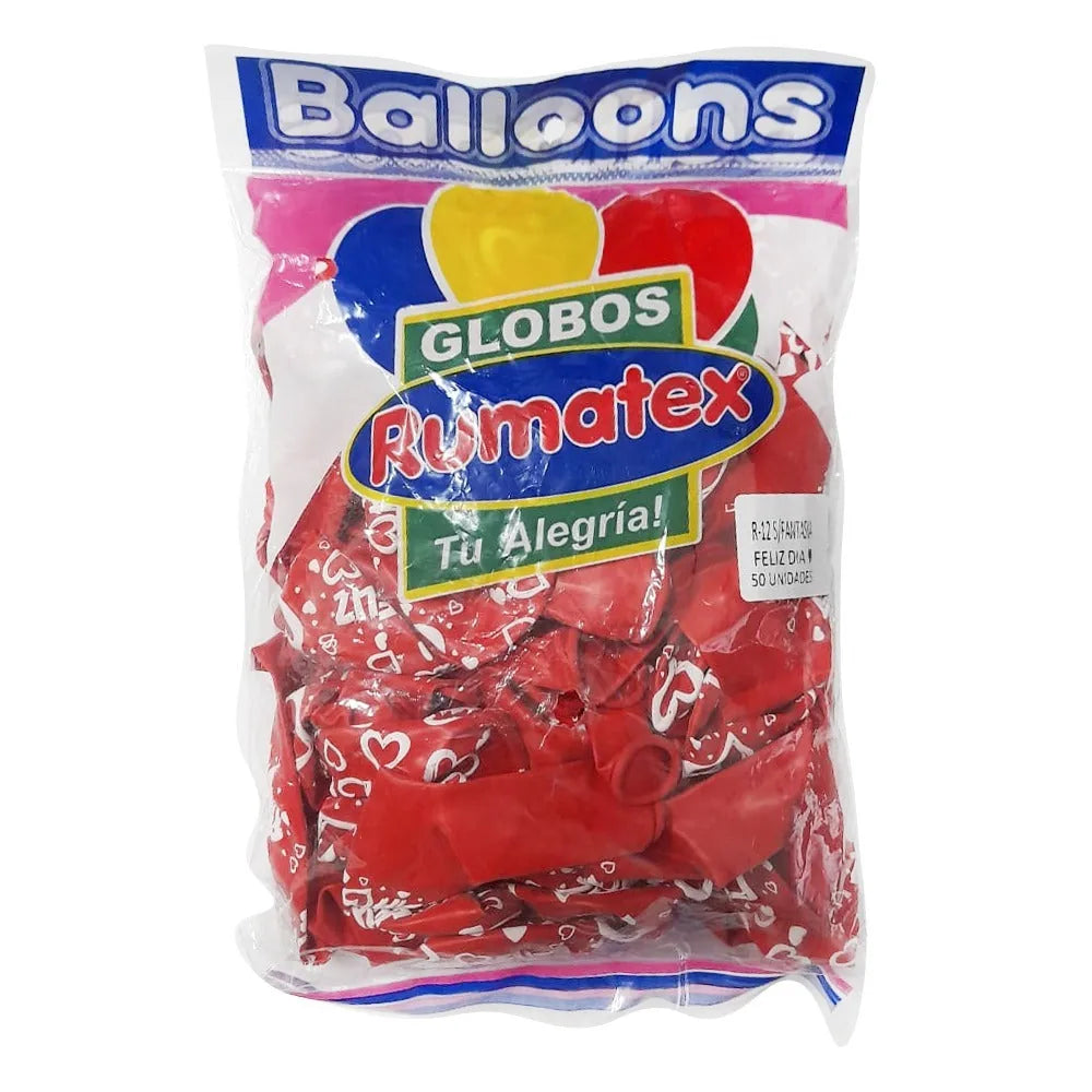 Globo Rumatex R-12 color rojo, 50 unidades