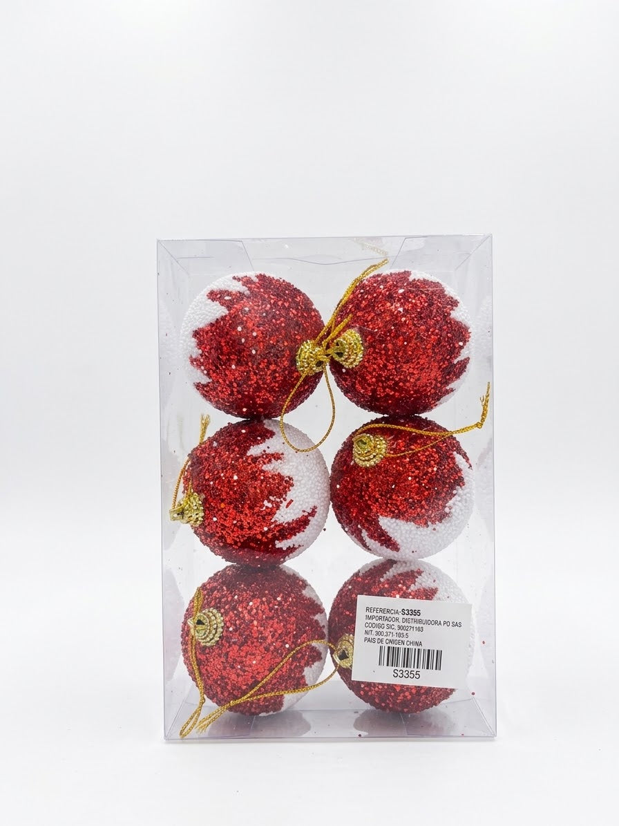 REF S3355 BOLAS DE NAVIDAD CON ESCARCHA X6 PCS - PQ
