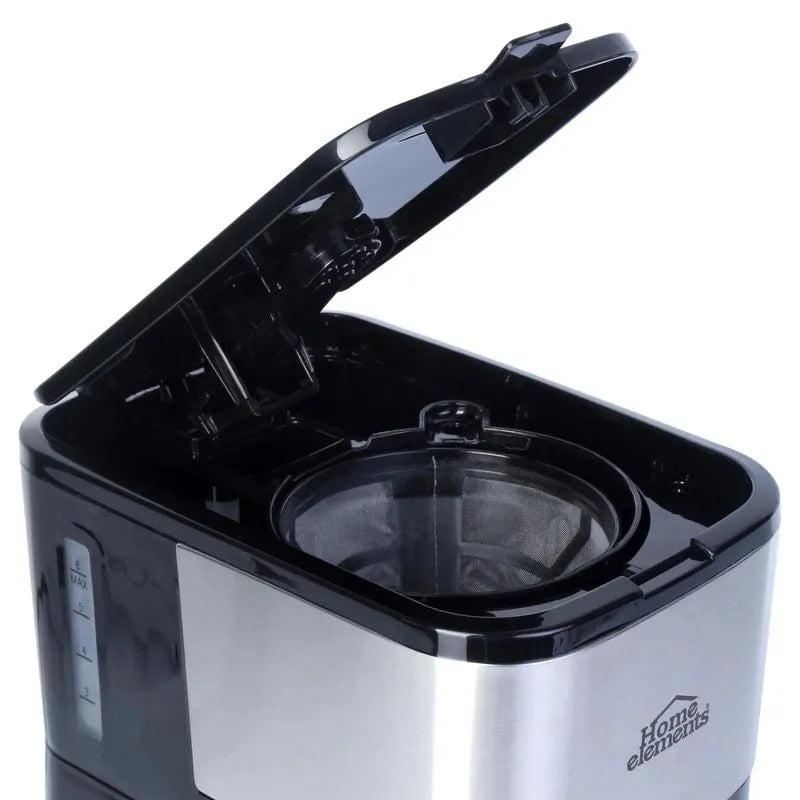 Cafetera Home Elements 6 Tazas Negra con Jarra de Vidrio