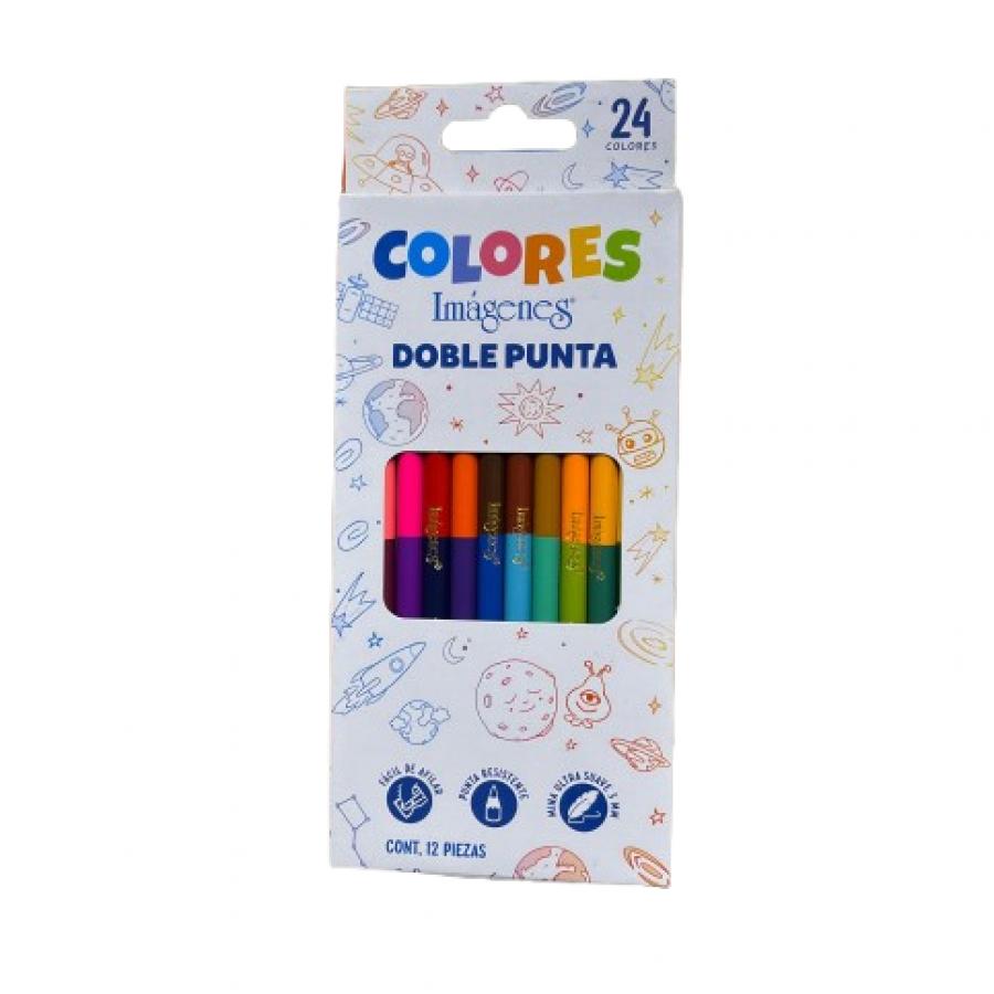 COLORES IMAGENES DOBLE PUNTA X12 PIEZAS 24 COLORES
