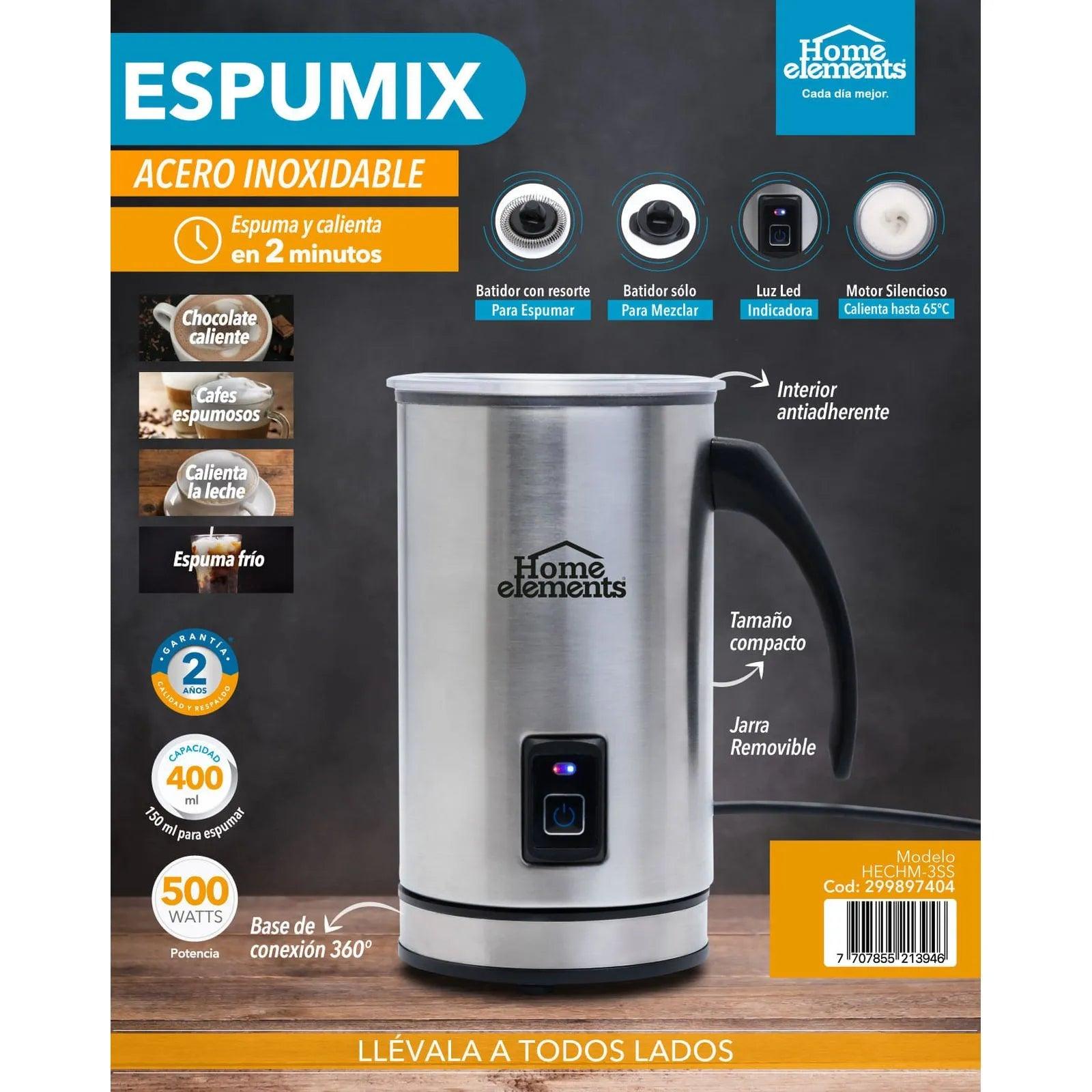Espumix Acero Home Elements — Espumador de Leche y Chocolatera Eléctrica