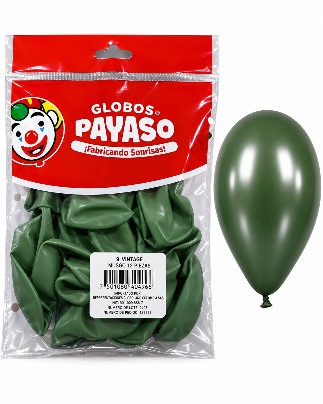 GLOBOS PAYASO R-9 VINTAGE MUSGO 12 PIEZAS