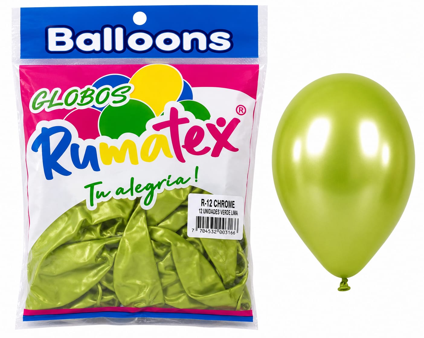Globos Rumatex R-12 Chrome 12 Unidades Verde Lima