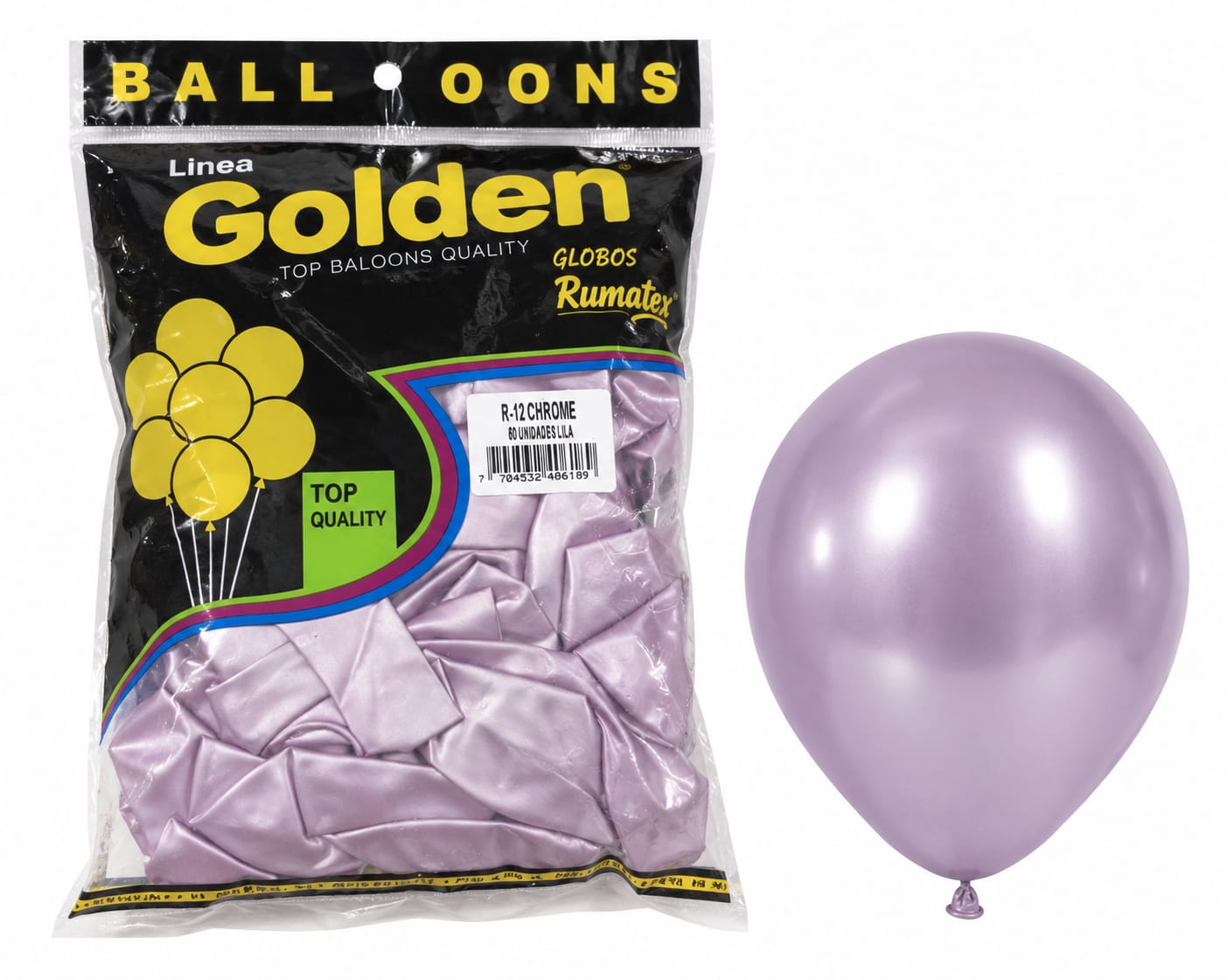Globo Rumatex R12 Chrome 50 Unidades Lila Línea Golden