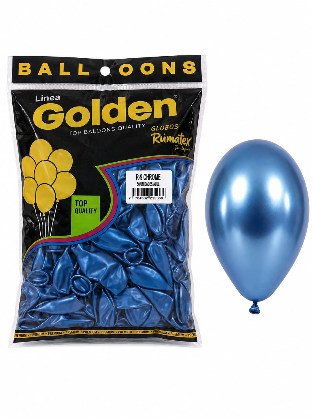 Globos Rumatex R-9 Chrome 50 Unidades Azul Línea Golden
