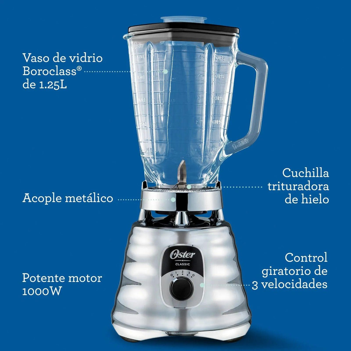 LICUADORA OSTER CLASICA BLST4655 700W PLATEADO