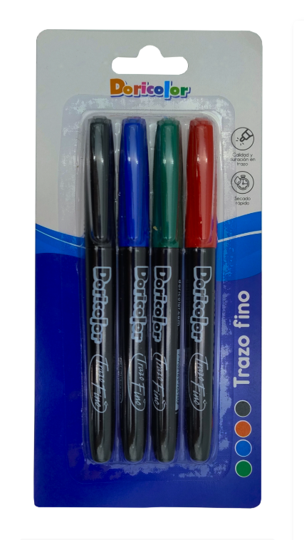 MARCADOR X4 TRAZO FINO BLISTER DORICOLOR