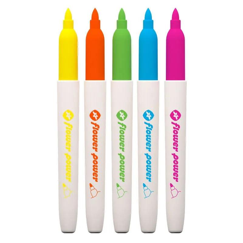 Marcadores Permanente Flower Power Fluorescentes x5