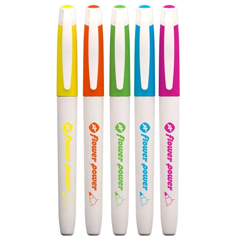 Marcadores Permanente Flower Power Fluorescentes x5