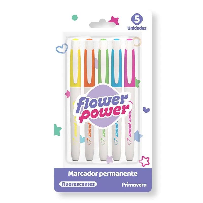 Marcadores Permanente Flower Power Fluorescentes x5