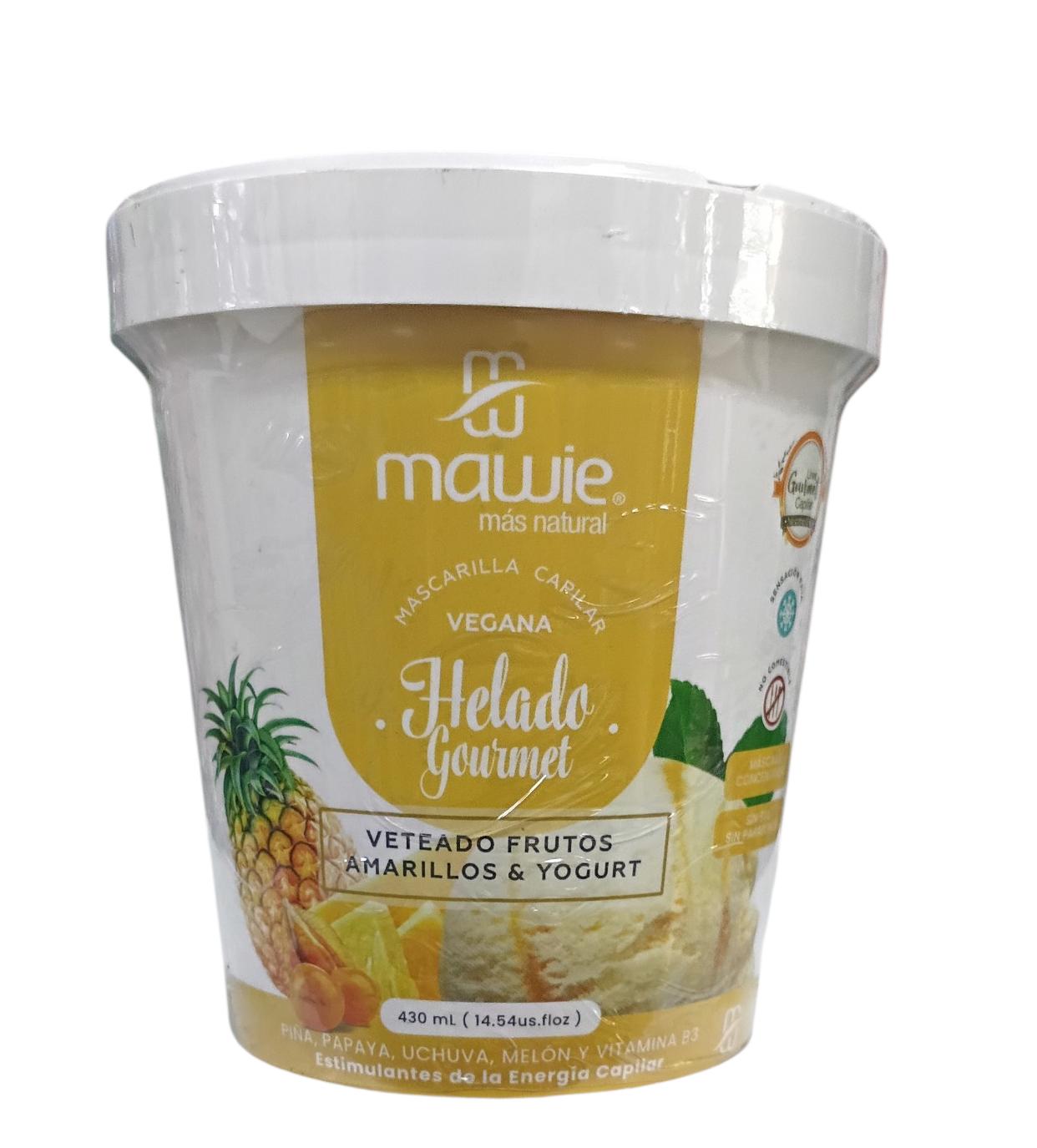Mascarilla Vegana Helado Gourmet Frutos Amarillos 430ml Mawie