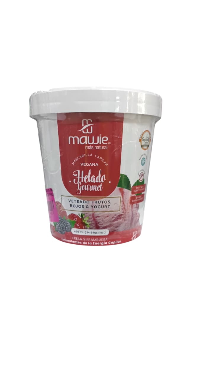Mascarilla Vegana Helado Gourmet Frutos Rojos 430ml Mawie