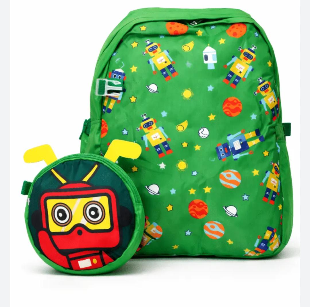 Morral Escolar Robot Verde