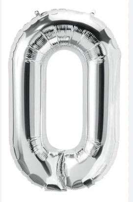 NUMERO 0 METALIZADO 16 PULGADAS  PLATEADO
