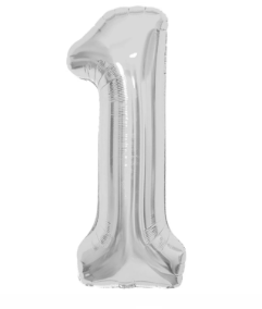 NUMERO 1 METALIZADO 16 PULGADAS  PLATEADO