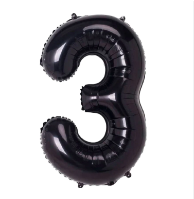NUMERO 3 METALIZADO 16 PULGADAS  NEGRO