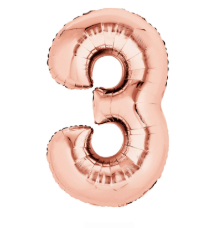 NUMERO 3 METALIZADO 16 PULGADAS  ORO ROSA